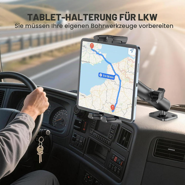 OHLPRO Tablet Halterung Auto aus Aluminium mit Hochleistungs Bohrerbasis, LKW iPad Halter mit 15 cm