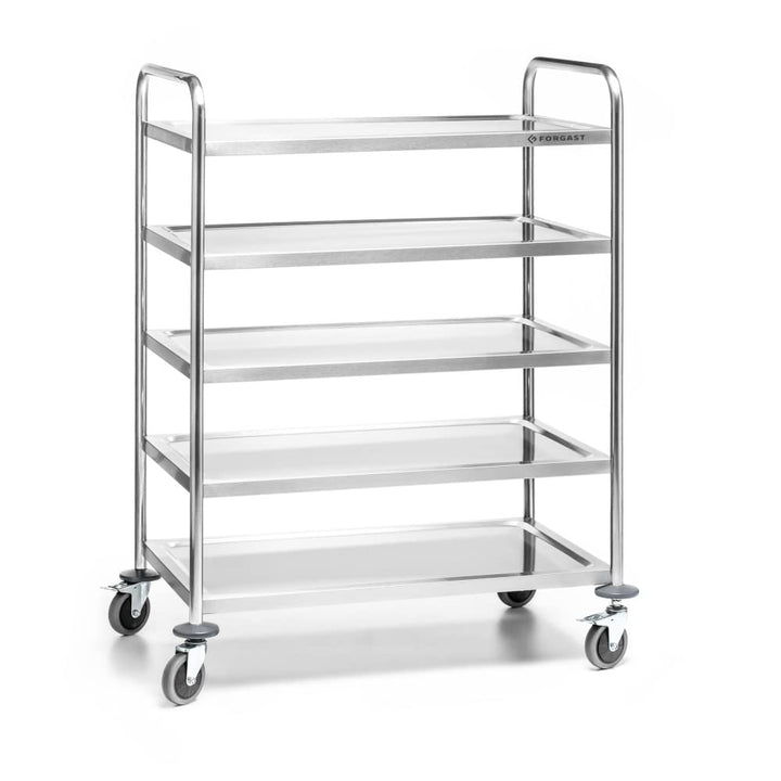 Servierwagen | Küchenwagen | 5 Etagen | bis 250 kg | Tablettabstand 27 cm | Edelstahl, 5 Etagen