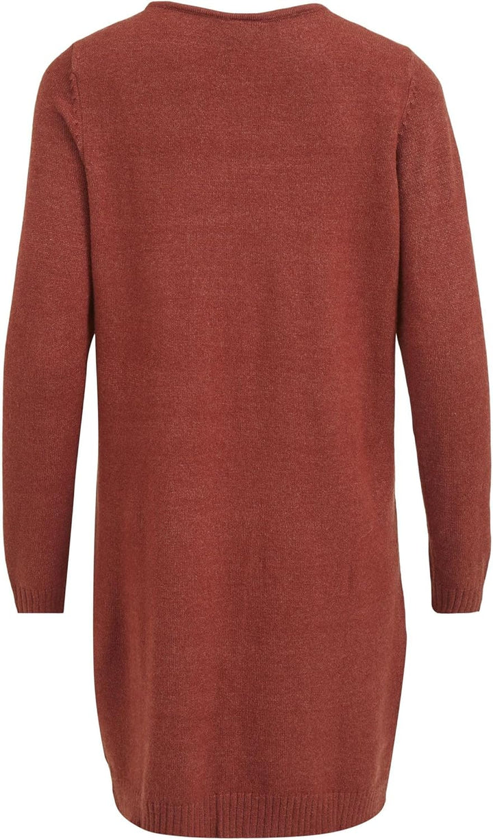 Vila Damen Viril L/S Knit Dress-Noos Kleid XS Burnt Henna/Detail:melange, XS Burnt Henna/Detail:mela