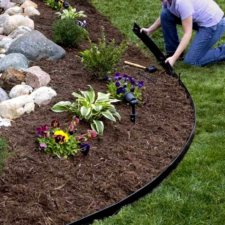 Herrselsam Rasenkanten Kunststoff Mähkante, Beeteinfassung Rund Gartenumrandung Unsichtbar Lawn Edgi