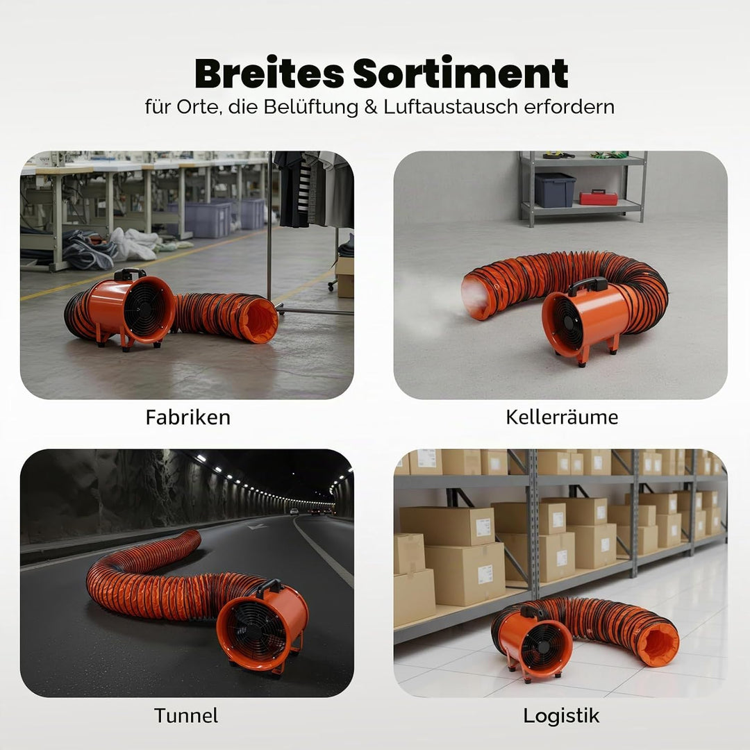 Bauventilator, Baulüfter Staubabsaugung, Bauventilator, Geschwindigkeit 3300 U/min, Baugebläse für d