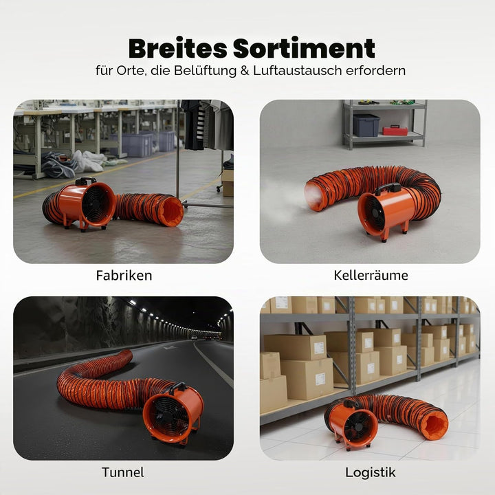 Bauventilator, Baulüfter Staubabsaugung, Bauventilator, Geschwindigkeit 3300 U/min, Baugebläse für d