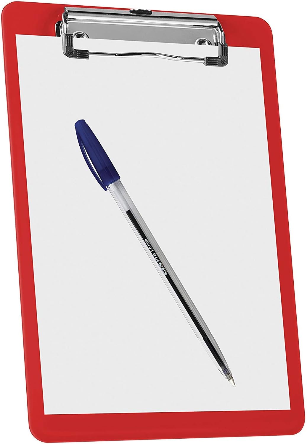 Acrimet Klemmbrett Memo (23.5 cm x 16 cm) Flacher Metallklammer (Rot Farbe) (Plastik) (6er-Pack)