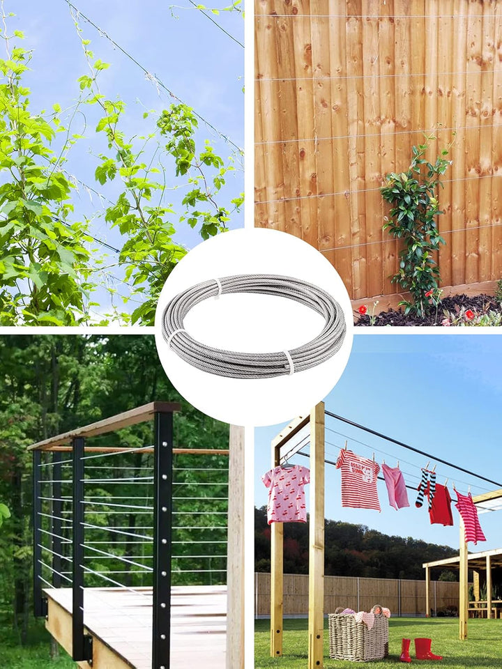 TooTaci Drahtseil 3mm Edelstahl,Stahlseil 3mm ummantelt,100M Edelstahlseil,Stahlseil mit ösen Crimph
