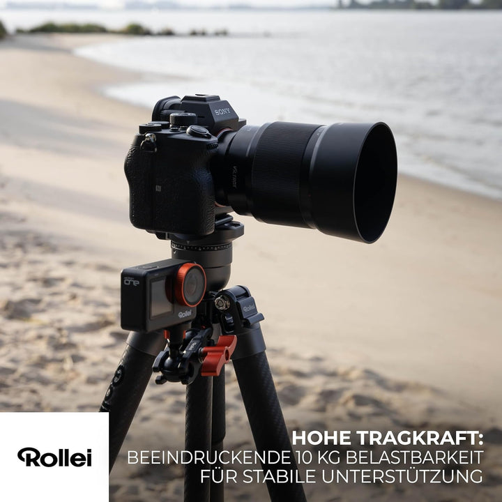 Rollei Easy Traveler XL Carbonstativ - 10 kg Tragkraft, Stabile Bauweise, Ultraleicht, Kompakt, Mühe