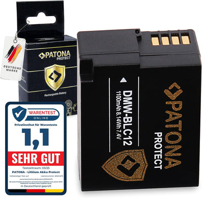 PATONA Protect DMW-BLC12 E Kamera Akku (1100mAh) mit NTC Sensor und V1 Gehäuse - Kompatibel mit Lumi