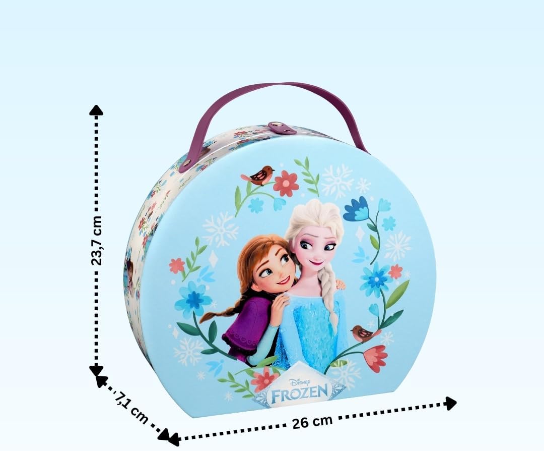 Disney Frozen Runder Make-up Koffer | Kinder Schminkkoffer mit Lipgloss, Lidschatten, Nagellack & Sp