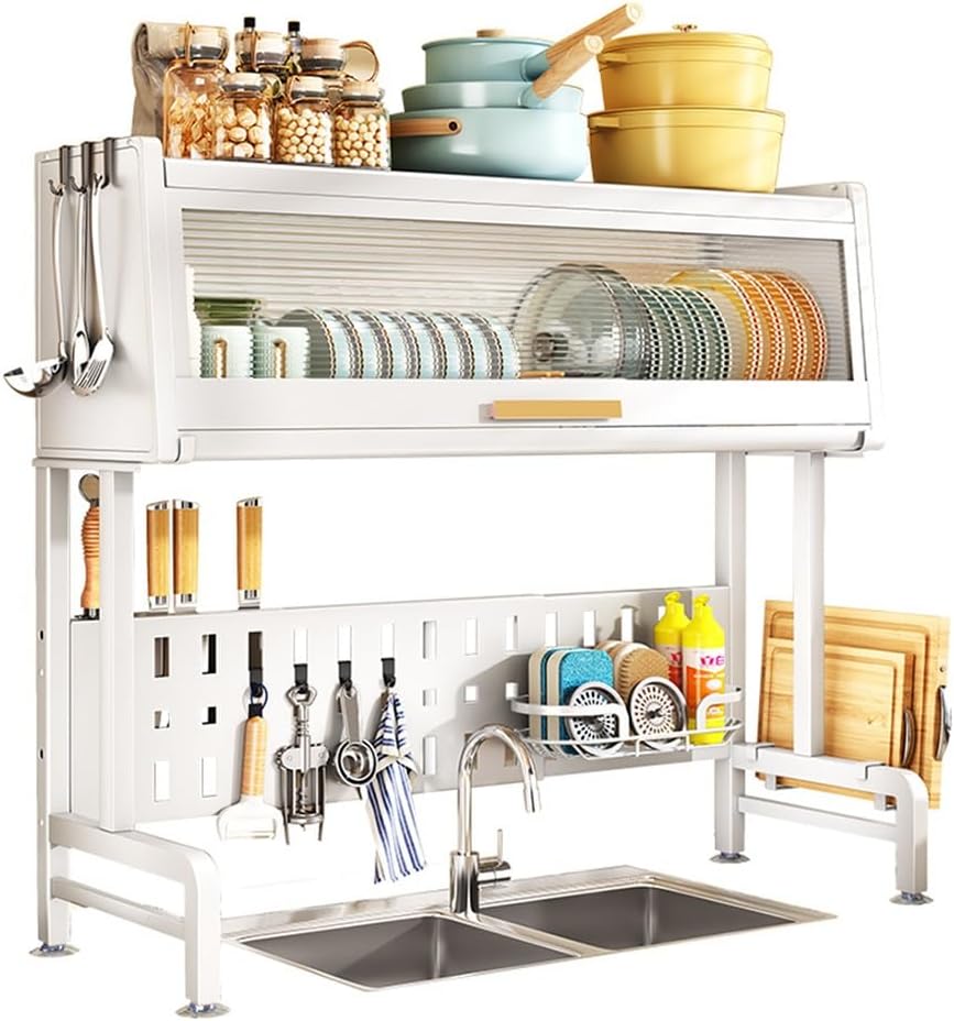 Abtropfgestell für Geschirr, Abtropfgestell Über der Spüle, Auto-Drain Ausbaufähig Küche Theke Gesch