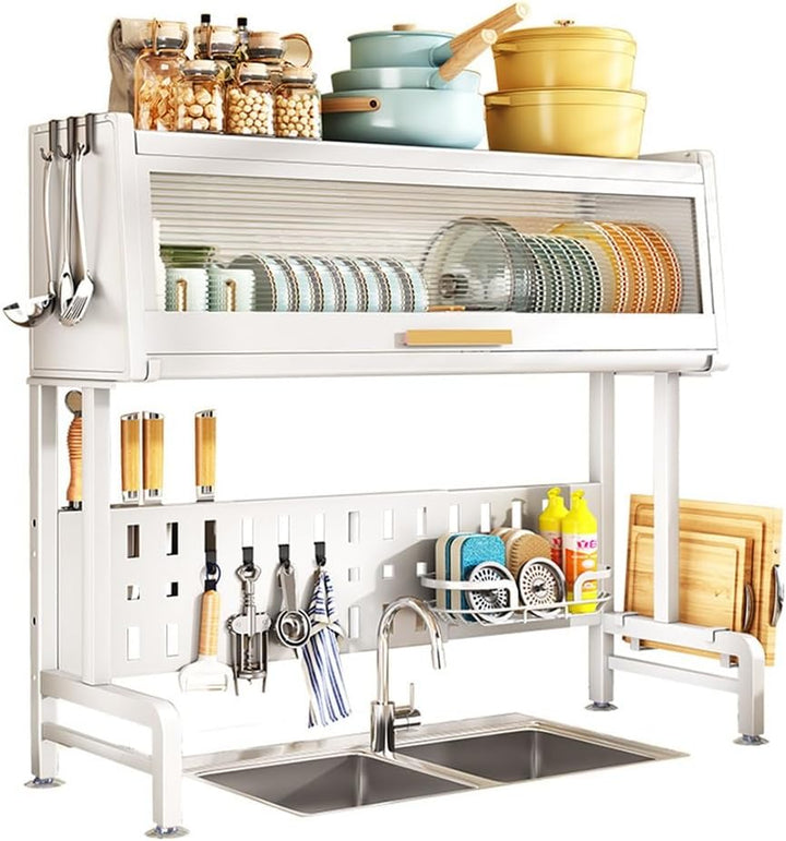 Abtropfgestell für Geschirr, Abtropfgestell Über der Spüle, Auto-Drain Ausbaufähig Küche Theke Gesch