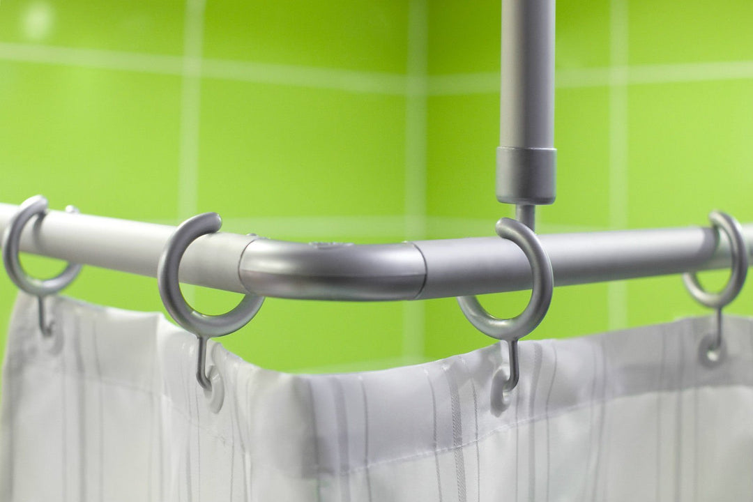 2er ALU WINKELSTANGE BARRIEREFREI 120x120 EXTRA LANG DUSCHVORHANG STANGE! PROBLEMLOURCHSCHIEBEN DES