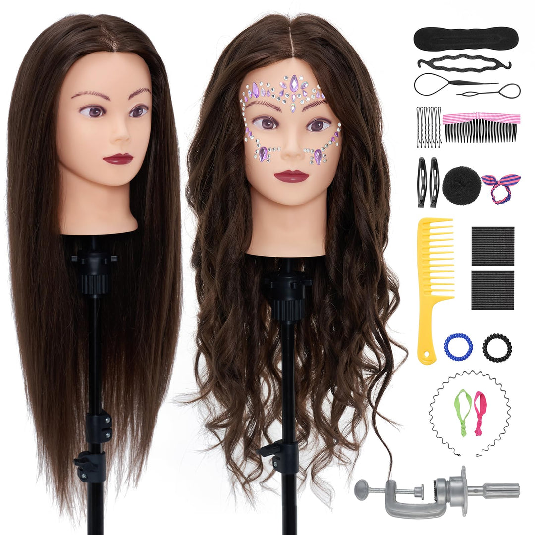 Frisierkopf,Neverland Übungskopf 71cm 80% Echthaar,Frisieren Trainingsköpfe für Friseure Ausbildung