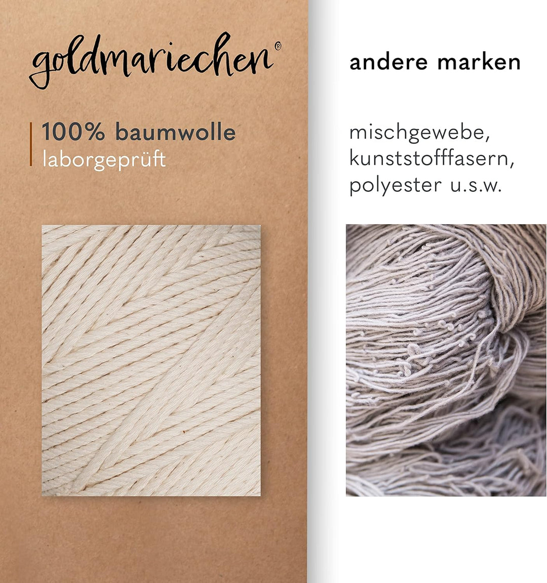 goldmariechen Premium Makramee Garn 3er Set (Naturell) 600 Meter | 3mm | 100% Baumwolle | plastikfre