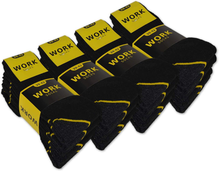 Herren Arbeitssocken (10 oder 20 Paar) WORK Socken Baumwolle 43-46 20 Paar | Schwarz, 43-46 20 Paar