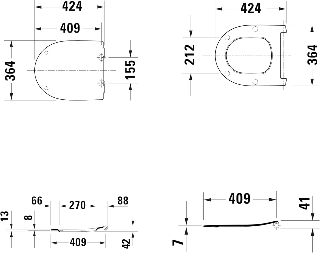 Duravit WC-Sitz Univavo, WC-Sitz D-shaped, Klobrille mit doppelter Absenkautomatik, Toilettendeckel