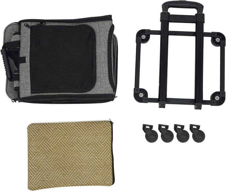 Hunderucksack mit Trolley, 2 in 1 Erweiterbar Hundetransportbox mit Rädern, Grosse Katzenrucksack bi