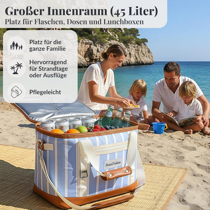 Kühltasche 45L Gross Faltbar XXL Wasserdicht Tragbar Mit Oberklappe Für Strand Camping Auto Picknick