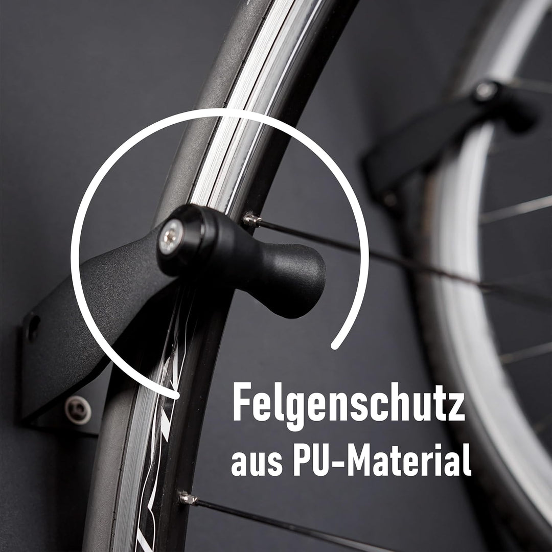 Bike Hooks – 2er-Set Wandhaken für vertikale Fahrradaufhängung, mit PU-Felgenschutz E-Bike geeignet,