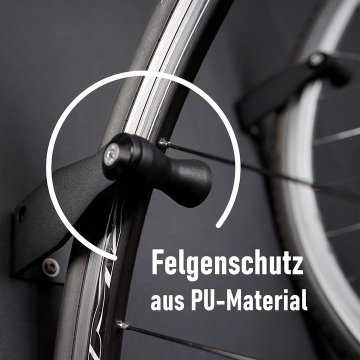 Bike Hooks – 2er-Set Wandhaken für vertikale Fahrradaufhängung, mit PU-Felgenschutz E-Bike geeignet,