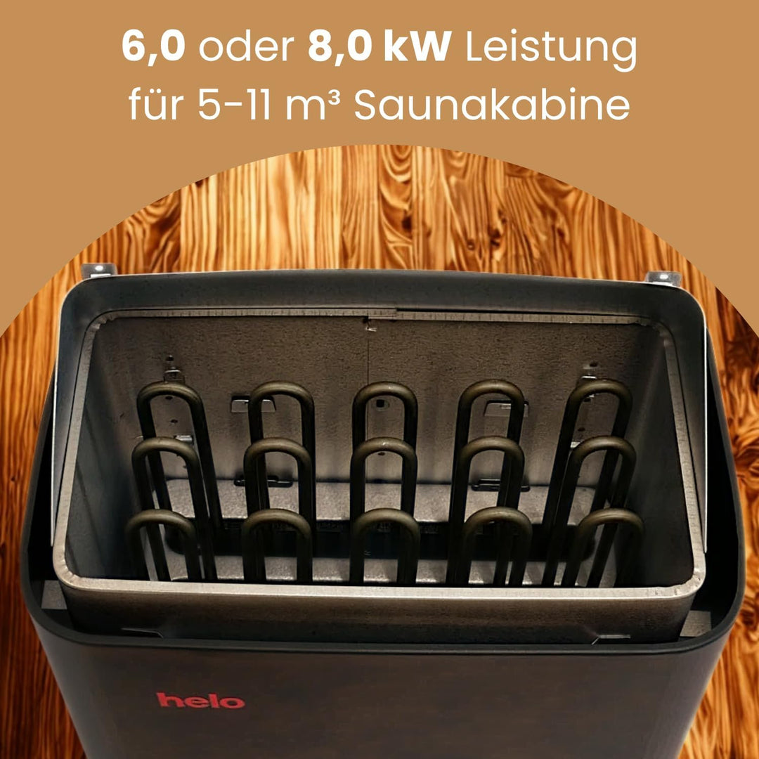 POOL Total Helo Saunaofen Cup 60 D 6kW 400V für 5-9m³, Edelstahl - Wandmontage - Made in Finland, +