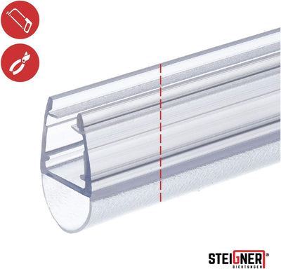 STEIGNER Duschdichtung, 200cm, Glasstärke 6/7/ 8 mm, Gerade PVC Ersatzdichtung für Dusche, UK07 UK07