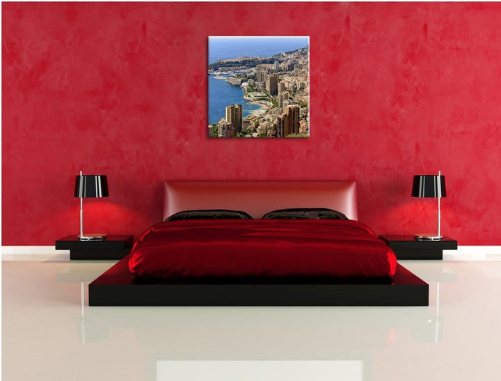 Pixxprint Blick auf das prächtige Monte Carlo, Format: 70x70 auf Leinwand, 70x70