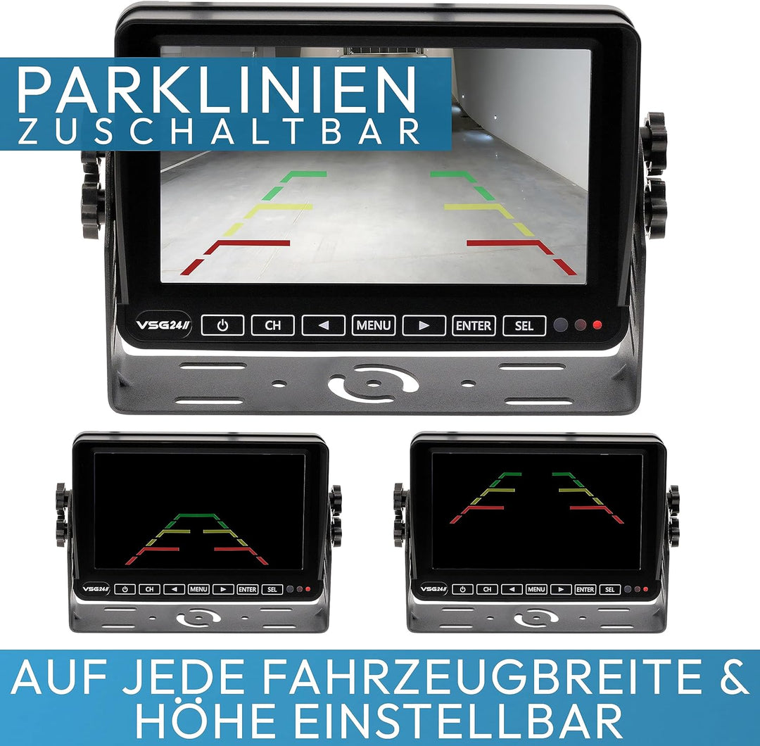VSG24 7“ Element HD 2 Kameras Funk Rückfahrsystem Akku Magnet für Wohnmobil & LKW, KFZ Set kabellos