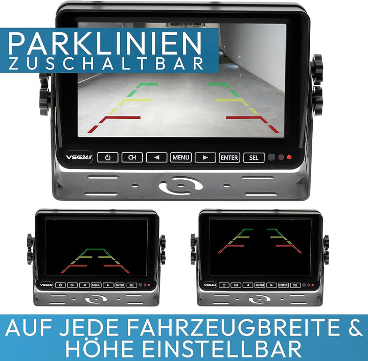 VSG24 7“ Element HD 2 Kameras Funk Rückfahrsystem Akku Magnet für Wohnmobil & LKW, KFZ Set kabellos