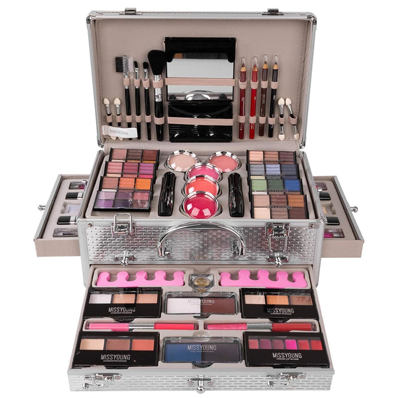 JasCherry Schminkkoffer Multifunktions Schmink Kosmetik Make-up Set mit Lipgloss, Lidschatten, Blush