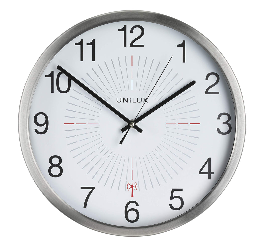 Unilux Funk-Wanduhr, 35,5cm, silbergrau