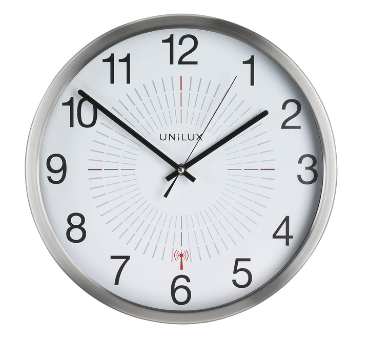 Unilux Funk-Wanduhr, 35,5cm, silbergrau