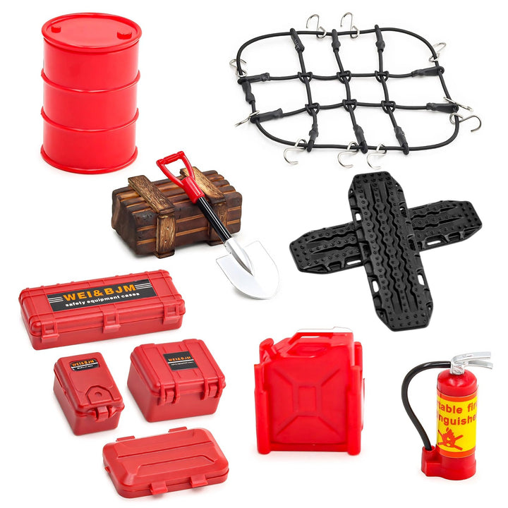 RC Crawler Car Dachdekoration 12-in-1 Tankaufbewahrungsbox, Gepäcknetz, Schaufel, Für Traxxas Desert