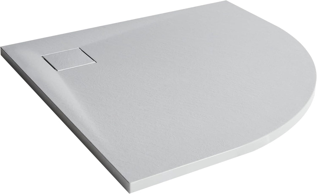 SMC Duschwanne mit Ablaufrinne 90x90 cm halbrund Steinoptik grau flach Paron