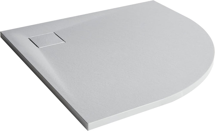 SMC Duschwanne mit Ablaufrinne 90x90 cm halbrund Steinoptik grau flach Paron
