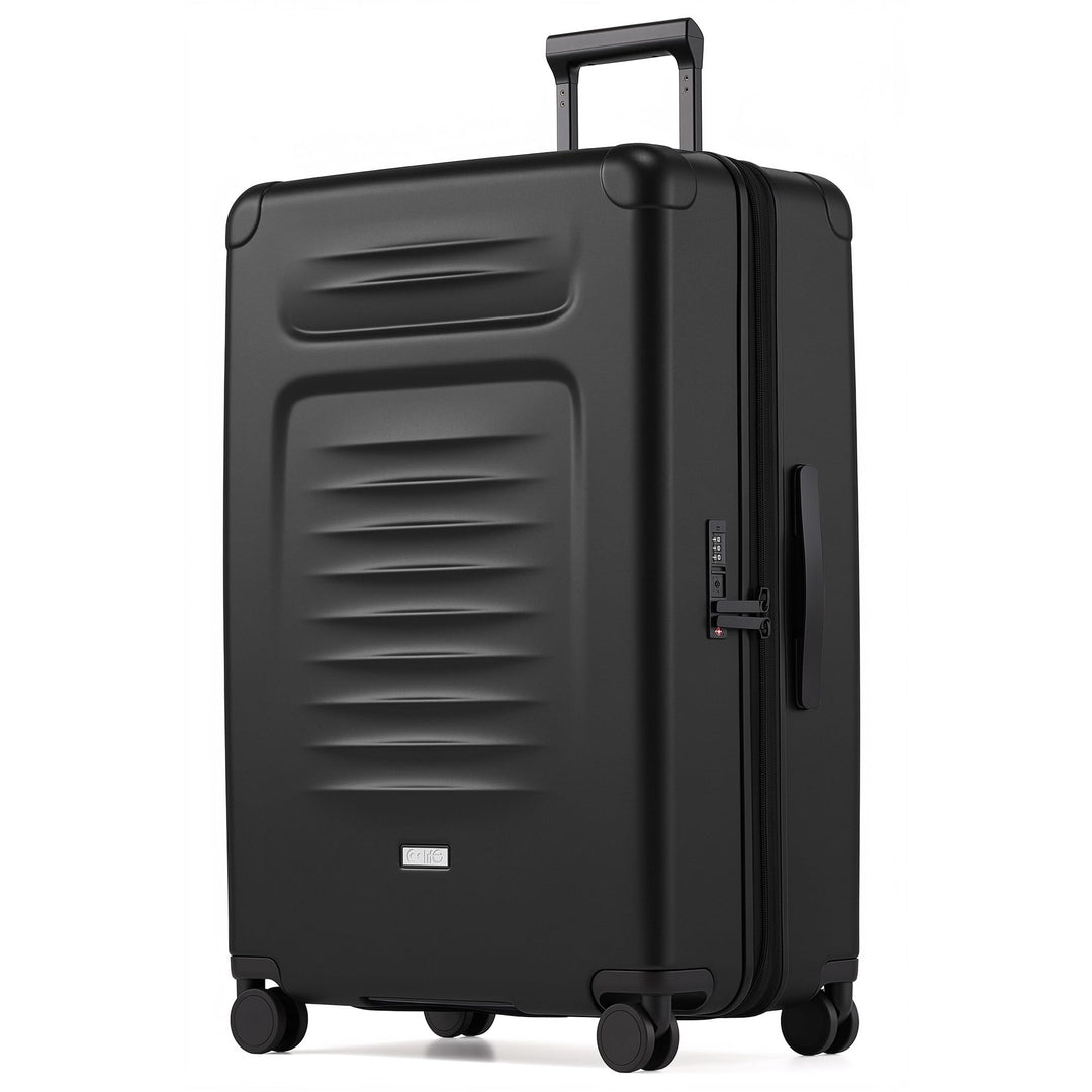 COOLIFE Koffer Gross, Leichter Reisekoffer Gross aus PC,105L–115L Erweiterbar Graphit Schwarz XL, Gr