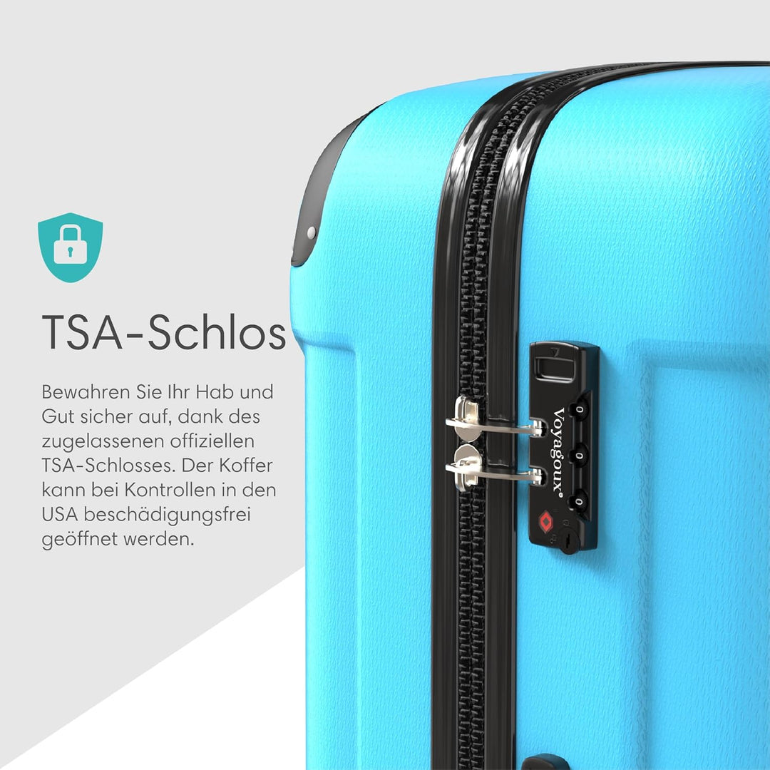 Voyagoux Kofferset 3 teilig - 14L, 35L & 72L, Hartschalenkoffer Set, TSA-Schloss, ABS, 4X 360° Rolle
