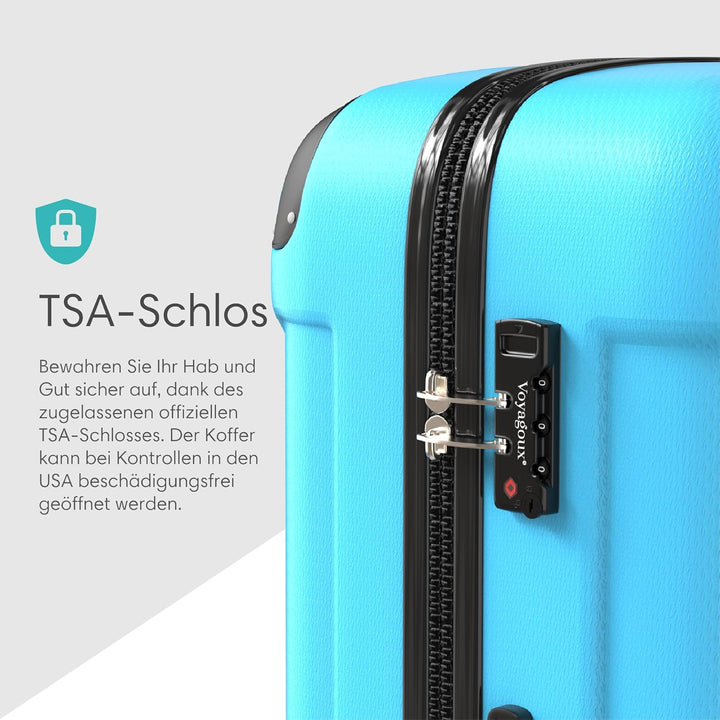 Voyagoux Kofferset 3 teilig - 14L, 35L & 72L, Hartschalenkoffer Set, TSA-Schloss, ABS, 4X 360° Rolle