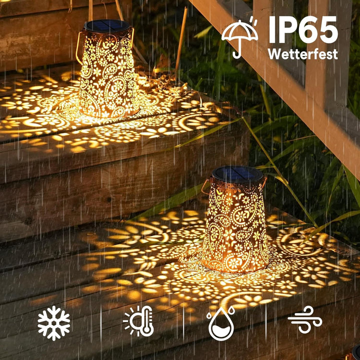 JOYCREATOR 2 Stück Solarlaterne für Aussen Wasserdicht, Paisley Solar Laternen für Draussen Hängend,