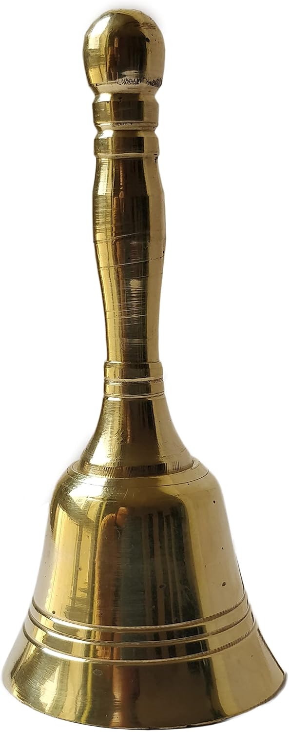 GURU JEE Glocke Pooja aus Messing – kleines Ghanti für Puja – Handglocke mit Musik – für Mandir Temp