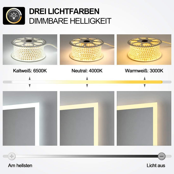EMKE LED Badspiegel 80x60cm Badezimmerspiegel mit Beleuchtung badezimmerspiegel led Spiegel mit Touc