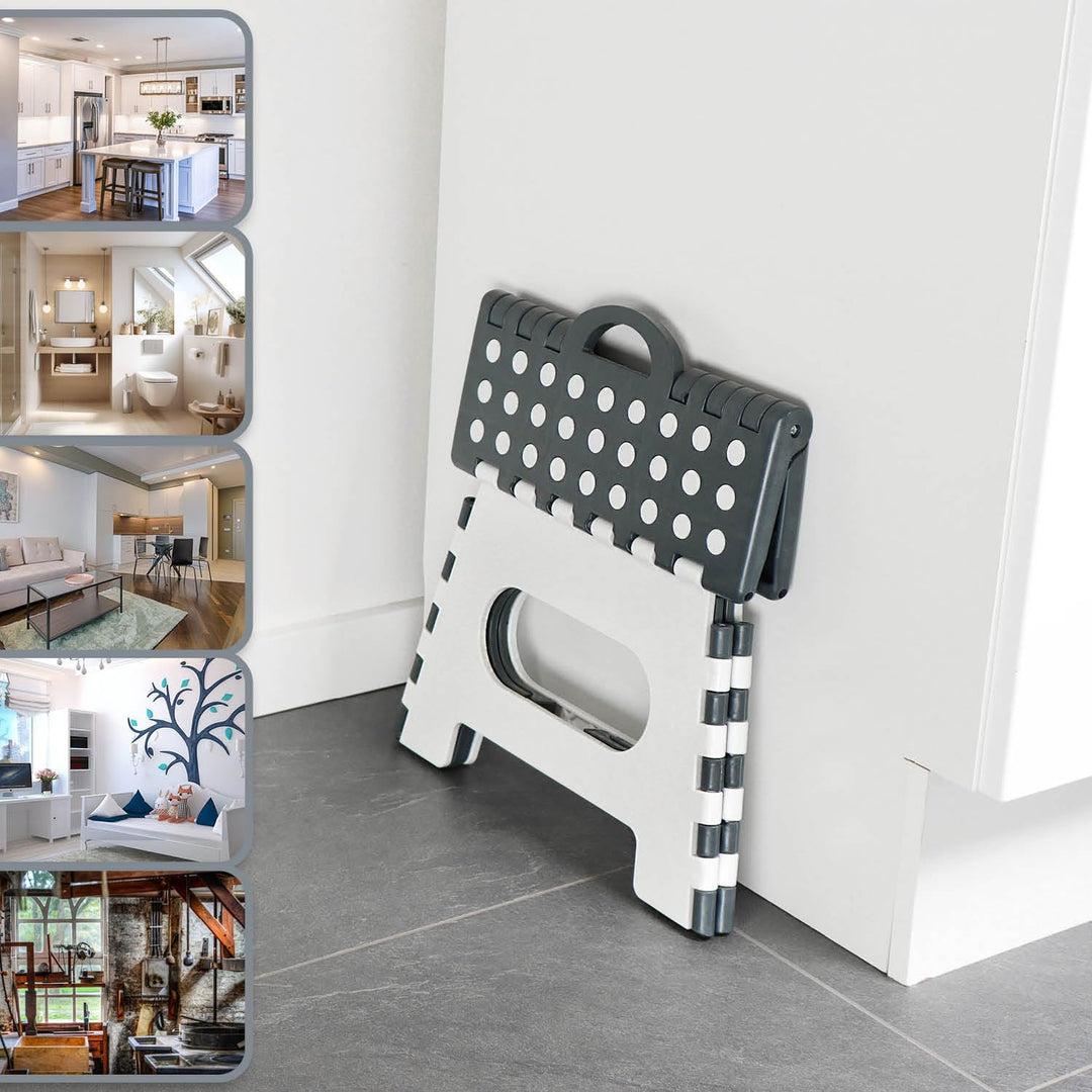 com-four® Klapptritt mit Gumminoppen - Rutschfester Klapphocker - Faltbarer Tritthocker - tragbare A