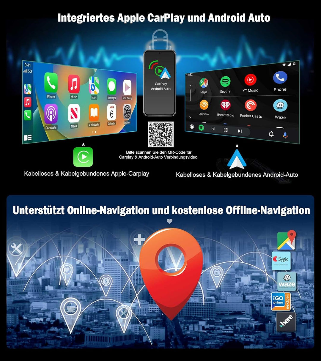 Erisin 10,25 Zoll 8-Kern 4GB+64GB Android 14 Autoradio Bluetooth mit GPS Navigation für Mercedes W20