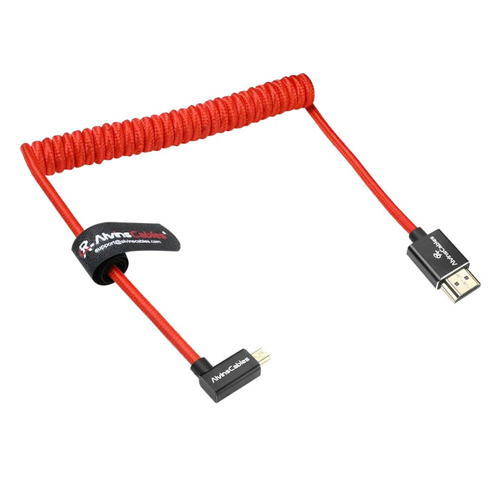 Alvin's Cables Linkswinkel Micro HDMI auf HDMI Kabel 8K@60Hz 4K@120Hz, Geflochtene Spirale HDMI 2.1