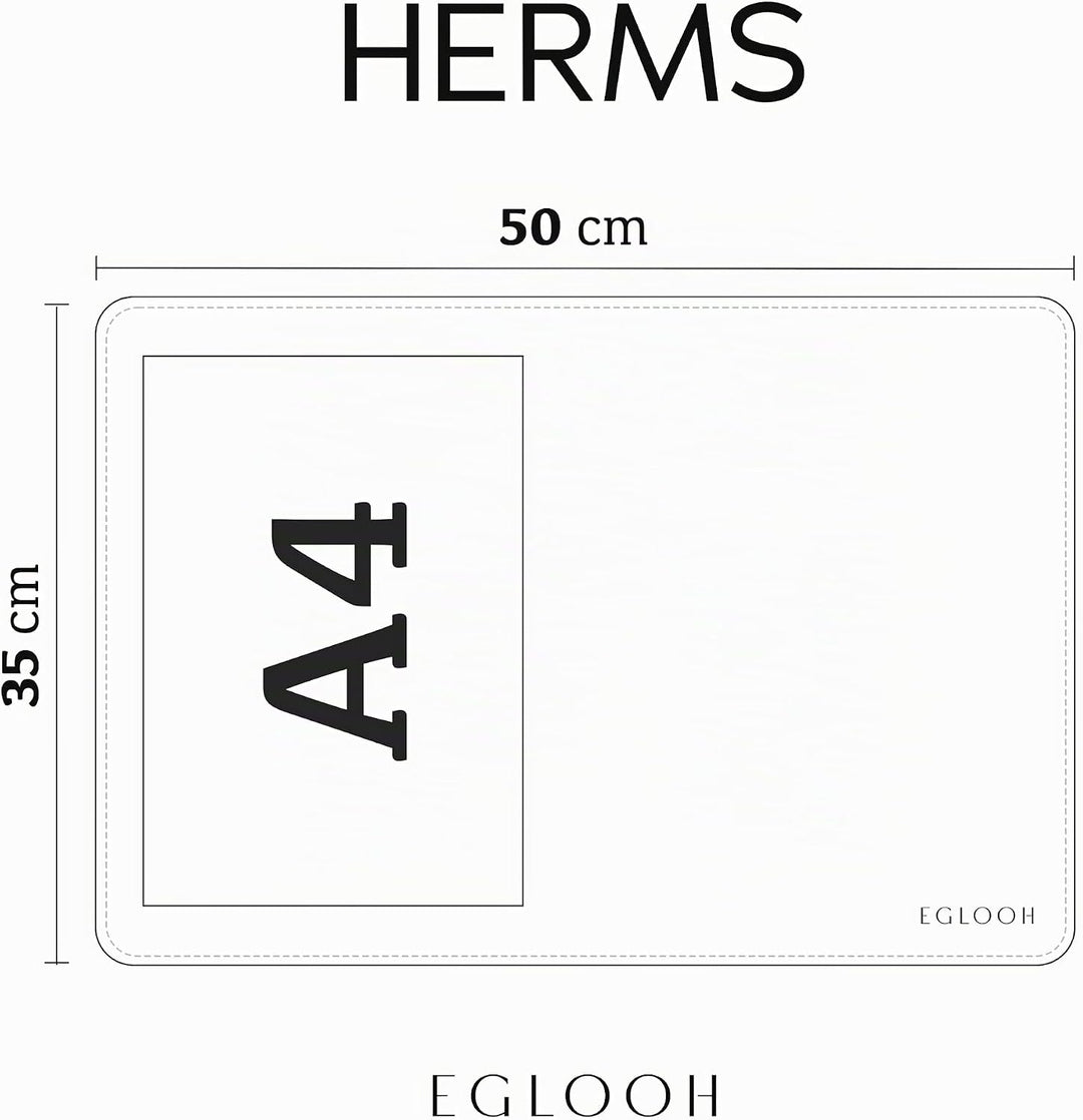 Eglooh - Herms - Schreibtischunterlage aus Leder Schwarz cm 50x35 - Handwerkliche Nähte und abgerund