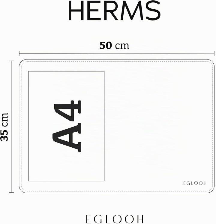 Eglooh - Herms - Schreibtischunterlage aus Leder Schwarz cm 50x35 - Handwerkliche Nähte und abgerund