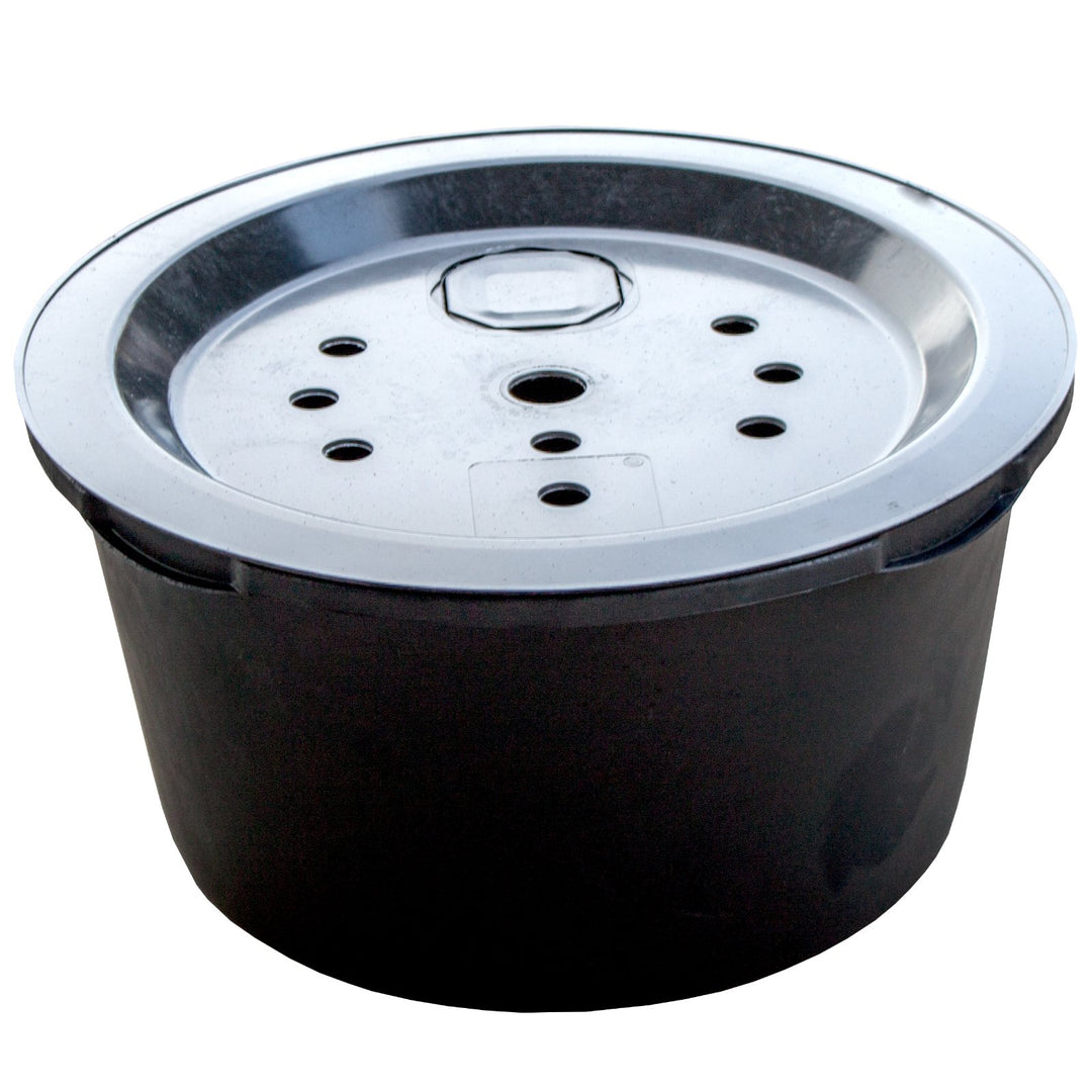 Set: PE Becken / Rundbecken + GFK Abdeckung D=66cm, H=35cm, 90L für Wasserspiele u. Brunnen von INTE