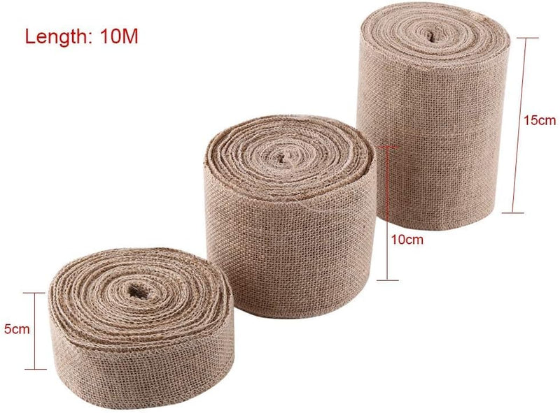 10M Jute Tischläufer, Jute Table Runner, Jute Ribbon Juteband Roll für Weihnachten Deko Hochzeit Par