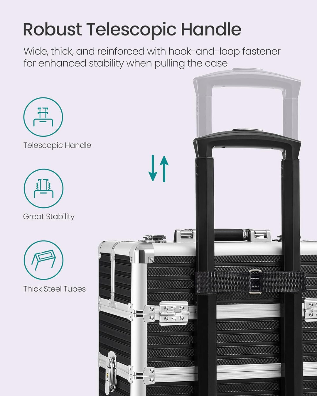 SONGMICS Kosmetikkoffer, Trolley, 4-in-1 Schminkkoffer, extra gross, Friseurkoffer, 34 x 24 x 79,3 c