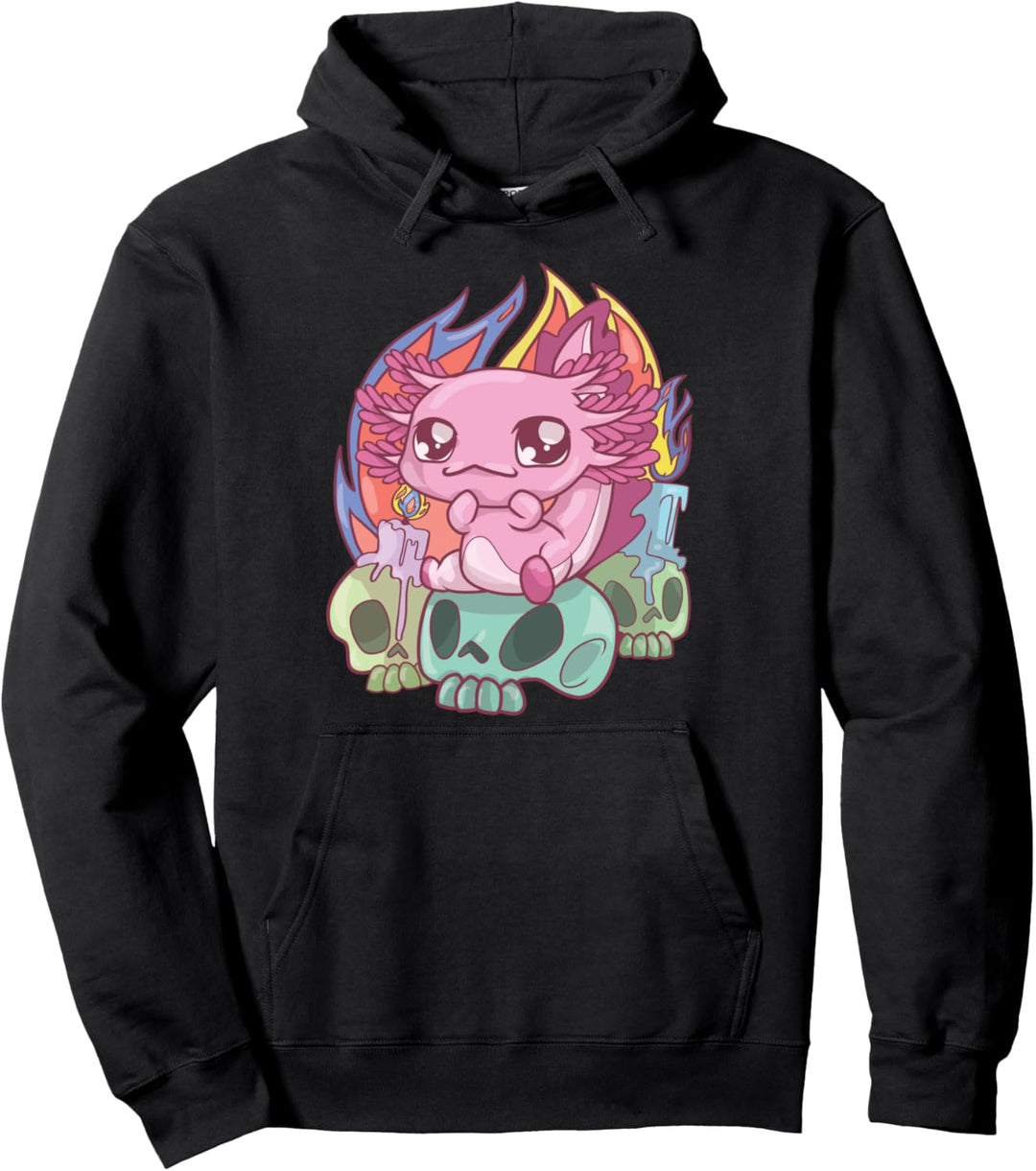 Süsses Axolotl Okkult-Goth Kawaii, Japanisches Anime Pullover Hoodie