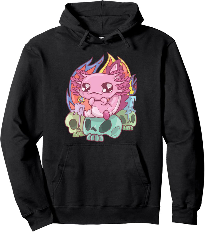 Süsses Axolotl Okkult-Goth Kawaii, Japanisches Anime Pullover Hoodie