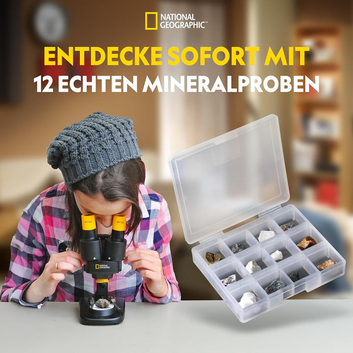 National Geographic Stereo 3D Mikroskop mit 20x Vergrösserung und Auflichtbeleuchtung für Kinder und